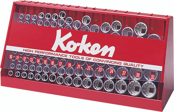 Ko-ken S4240M-00 1/2 Sq. Dr. 117 Piece 6-Point Metric Socket set  10-32mm in Display Stand