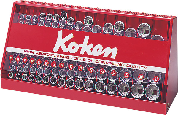 Ko-ken S4240A-00 1/2 Sq. Dr. 103 Piece 6-Point SAE Socket set  3/8-1.1/4" in Display Stand