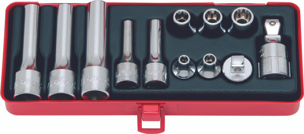 Ko-ken 4254 3/8, 1/2 Sq. Dr. 12 Piece TORX® Short/Deep Socket set E6-E14