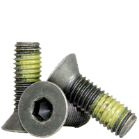 #4-40 x 3/4" Flat Head Socket Cap Screws, Nylon-Patch Thermal Black Oxide, Full Thread, Coarse (UNC), Alloy Steel, Qty 100