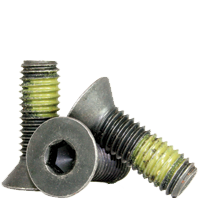 1/4"-20 x 1/2" Flat Head Socket Cap Screws, Nylon-Patch Thermal Black Oxide, Full Thread, Coarse (UNC), Alloy Steel, Qty 100