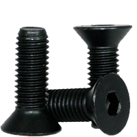 M6-1.00 x 60 mm Flat Head Socket Cap Screws, Metric Class 12.9, Thermal Black Oxide, Partial Thread, Coarse (UNC), Alloy Steel, DIN 7991, Qty 100