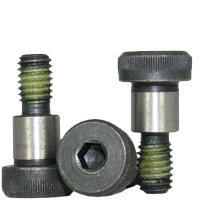 3/8"-5/16-18 x 1" Socket Shoulder Screws, Nylon-Patch Thermal Black Oxide, Coarse (UNC), Alloy Steel, Qty 25