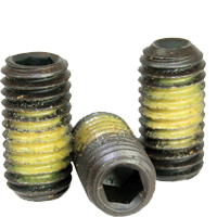 #10-24 x 3/16" Socket Set Screws, Cup Point, Nylon-Patch Black Oxide, Coarse (UNC), Alloy Steel, Qty 100