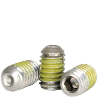 5/16"-18 x 3/4" Socket Set Screws, Cup Point, Nylon-Patch 18-8 Stainless Steel A2, Coarse (UNC), Qty 100