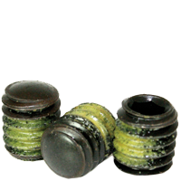 1/4"-20 x 1/4" Socket Set Screws, Oval Point, Thermal Black Oxide, Coarse (UNC), Alloy Steel, Nylon-Patch, Qty 100