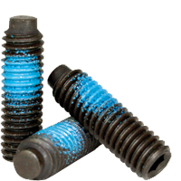 5/16"-18 x 3/8" Socket Set Screws, 1/2 Dog Point, Nylon-Patch Thermal Black Oxide, Coarse (UNC), Alloy Steel, Qty 100