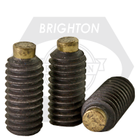 M4-0.70 x 12 mm Socket Set Screws, Brass-Tip, Plain Finish, Coarse (UNC), Alloy Steel, Qty 100
