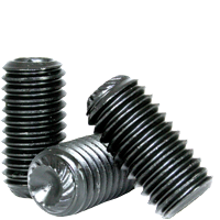 #8-32 x 3/4" Socket Set Screws, Knurled Cup Point, Thermal Black Oxide, Coarse (UNC), Alloy Steel, Qty 100