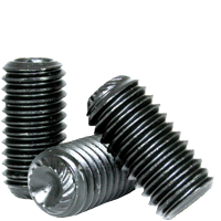 1/4"-28 x 5/8" Socket Set Screws, Knurled Cup Point, Thermal Black Oxide, Fine (UNF), Alloy Steel, Qty 100