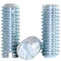 3/8"-16 x 3/8" Slotted Set Screws, Zinc Cr+3, Coarse (UNC), Alloy Steel, Case Hardened, Qty 100
