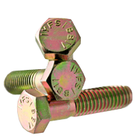 1/4"-20 x 3/4" Hex Cap Screws, Grade 5, Zinc-Yellow Cr+6, Full Thread, Coarse (UNC), Medium Carbon Steel, Qty 100