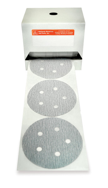 Alfa Tools PLSW52200 5" x 0 220GPSA Paper Disc, Silicon Carbide White 100/Kiss Cut Roll
