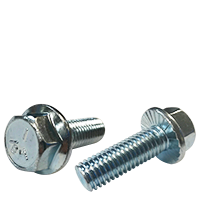1/4"-20 x 2 1/2" Flange Screws, Serrated, Hex Head, Grade 5, Zinc Cr+3, Full Thread, Qty 100