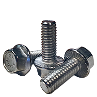 5/16"-18 x 4" Flange Screws w/ Wax , Serrated, Hex Head, 18-8 Stainless Steel, Full Thread, Qty 100
