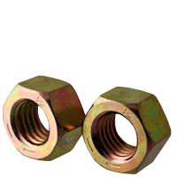 2"-12 Finished Hex Nuts, Zinc-Yellow Cr+6, Grade 8, Fine (UNF), Medium Carbon Steel, Qty 5
