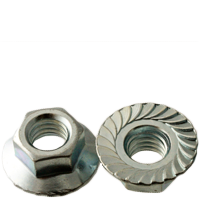 #10-24 Hex Flange Nuts, Serrated, Case Hardened, Zinc Cr+3, Coarse (UNC), Qty 100