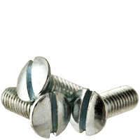 #10-24 x 1" Machine Screws, Slotted Oval Head, Zinc Cr+3, Full Thread, Coarse (UNC), Qty 100