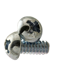 #4-40 x 3/8" Machine Screws, Phillips Round Head, Zinc Cr+3, Full Thread, Qty 100