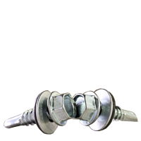 #10-16 x 1 1/2" Self-Drilling Screws w/ Bonded Washer, Unslotted Hex Washer Head HWH, Zinc Cr+3, Full Thread, Qty 100
