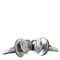 #12-14 x 1 1/2" Self-Drilling Screws w/ Bonded Washer, Unslotted Hex Washer Head HWH, Zinc Cr+3, Full Thread, Qty 100