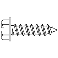 #12-11 x 1" Self-Tapping Screws, Slotted Indent Hex Washer Head HWH, 304 Stainless Steel, Type A, Full Thread, Qty 500