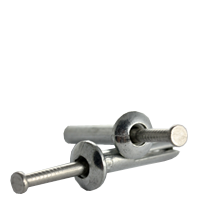 1/4" x 2" Hammer Drive Anchors, Mushroom Head, Zinc, Alloy Steel, w/ 304 Stainless Steel Nails, Qty 100