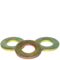 1/2" SAE Flat Washers, Zinc-Yellow, Medium Carbon, Thru-Hardened, Made in USA, Qty 100