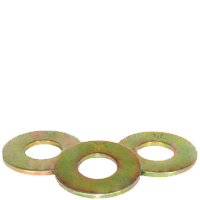 7/16" SAE Flat Washers, Zinc-Yellow Cr+6, Medium Carbon Steel, Thru-Hardened (Imported), Qty 100