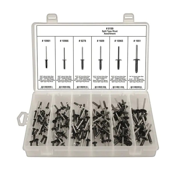 DISCO BLACK ALUMINUM SPLIT-TYPE RIVET ASSORTMENT