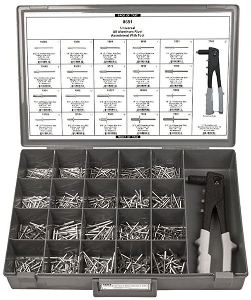 DISCO ALUMINUM RIVET ASSORTMENT WITH TOOL