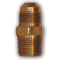Mid-America Fittings 248X6 Half Union Adapter, 3/8 in SAE 45 deg Male Flared x 1/4 in MPT, Brass