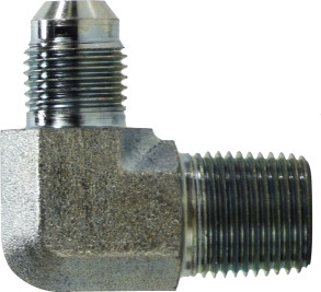 Midland Metal 250146 90 deg Straight Elbow, 1/4 in 37 deg JIC Male Flared x 3/8 in MPT, Steel