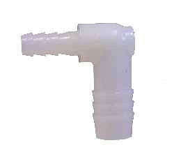 Midland Metal 33419W 90 deg Elbow, 1/2 in Hose Barbed x 3/8 in Hose Barbed, Nylon