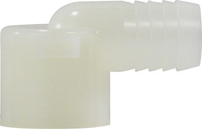 Midland Metal 33468W 90 deg Elbow, 3/8 in Hose Barbed x 1/4 in FIP, Nylon