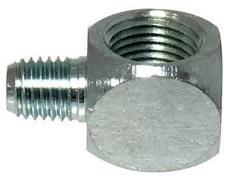 Midland Metal 36370 90 deg Angle Elbow Adapter, 90 deg, 1/4-28 x 1/8-27 Thread, SAE-LT x NPTF Thread, Zinc-Plated