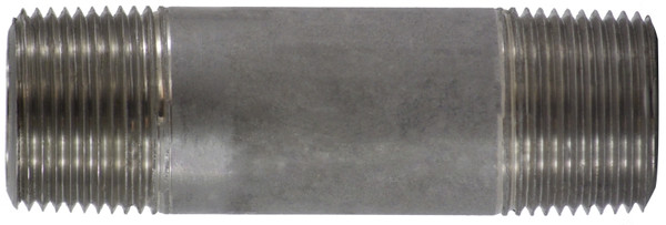 Midland Metal 51100 Seamless Pipe Nipple, 1 in MPT x 1 in MPT, Close L, Stainless Steel, SCH 80 Schedule