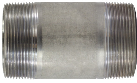 Midland Metal 51160 Seamless Pipe Nipple, 2 in MPT x 2 in MPT, Close L, Stainless Steel, SCH 80 Schedule