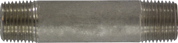 Midland Metal 52060 Seamless Pipe Nipple, 1/2 in MPT x 1/2 in MPT, Close L, Stainless Steel, SCH 80 Schedule