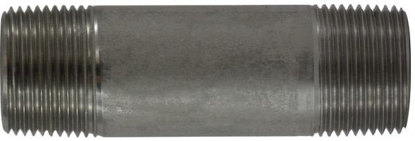 Midland Metal 52109 Seamless Pipe Nipple, 1 in MPT x 1 in MPT, 6 in L, Stainless Steel, SCH 80 Schedule