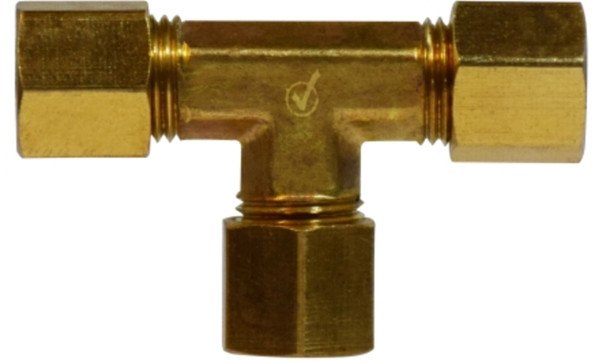 AMC 700064-04 Tee, 1/4 in Compression x 1/4 in Compression x 1/4 in Compression, Brass