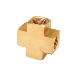 Mid-America Fittings LF102-4 Barstock Cross, 1/4 in FIP x 1/4 in FIP x 1/4 in FIP x 1/4 in FIP, Brass