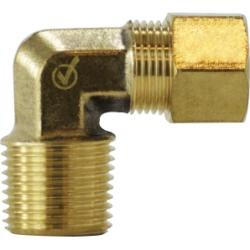 Mid-America Fittings LF269X8X8 90 deg Barstock Elbow, 1/2 in Compression x 1/2 in MPT, Brass