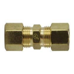 Midland Metal LF62BH-6 Bulkhead Union with Locknut, 3/8 in Compression x 3/8 in Compression, Brass