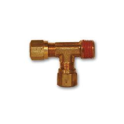 Mid-America Fittings NT271X6X6VS Barstock Run Tee, 3/8 in Tube OD x 3/8 in MNPTF x 3/8 in Tube OD, Brass