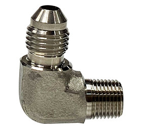 Stainless Adapters SS2501-04-04 90 deg Elbow, 1/4 in 37 deg JIC Male Flared x 1/4 in MNPT, Stainless Steel