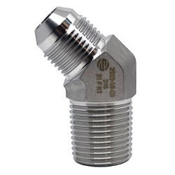 Stainless Adapters SS2503-08-08 45 deg Elbow, 1/2 in 37 deg JIC Male Flared x 1/2 in MNPT, Stainless Steel