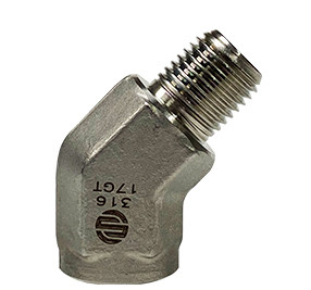 Midland Metal SS5503-04-04 45 deg Elbow, 1/4 in MNPT x 1/4 in FNPT, Stainless Steel