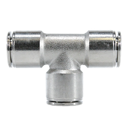 Midland Metal 20025NIC Union Tee with Nickel Collet, 1/8 in Push to Connect x 1/8 in Push to Connect x 1/8 in