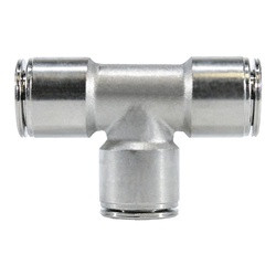 Midland Metal 20030SS Union Tee, 1/2 in Push-In x 1/2 in Push-In x 1/2 in Push-In, Stainless Steel